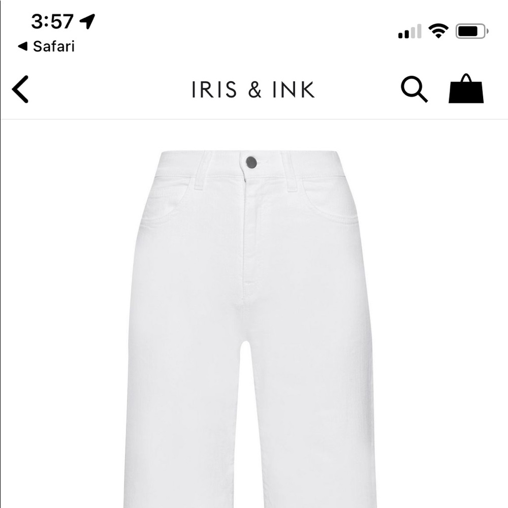 IRIS AND INK wide leg high rise denim jeans in white